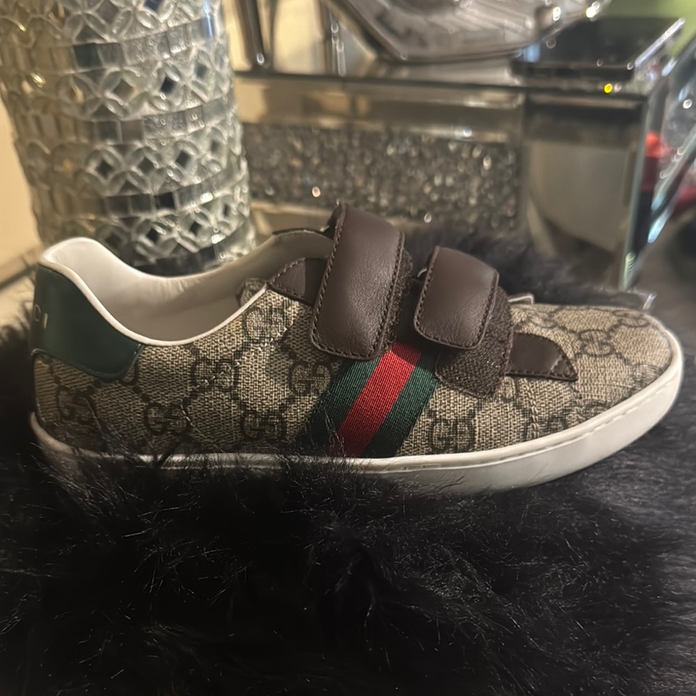 Gucci Brown and Green Sneakers with Signature Style